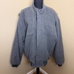 Vintage BADGE Gray Wool Bomber Jacket Quilted Lined Made in Yugoslavia 44